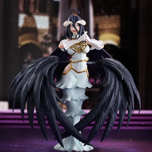 "Highly articulated Albedo figma by Max Factory. Multiple views capture elegant Overlord succubus, dynamic poses, and intricate dark fantasy sculpting."