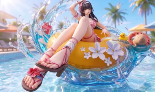 "Exquisite Wuthering Waves Chizaki 1/6 scale swimsuit resin statue by Yaomengmeng Studio, showcasing dynamic pose and intricate sculpted details."