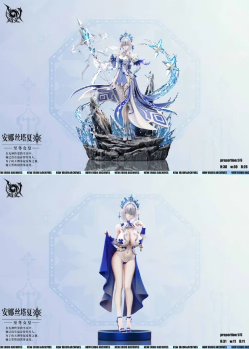 "Exquisite 1/6 scale Tsaritsa Genshin Impact resin statue by Dark Star Studio, a majestic ice empress showcasing regal power and intricate frost detail."