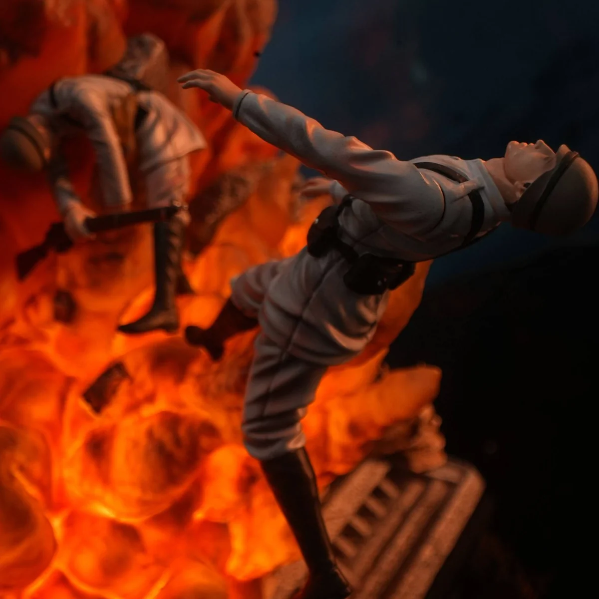 "Eren Yeager 'Declaration of War' Attack on Titan resin statue. Iconic Attack Titan diorama with LED explosion, premium sculptural details, various."