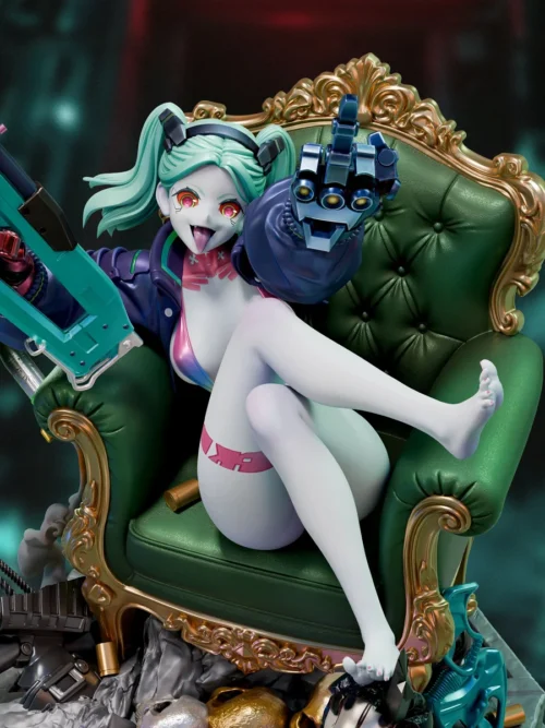 "Exquisite 1/4 scale Rebecca Cyberpunk: Edgerunners resin statue by Reflection Studio, showcasing her dynamic, rebellious pose and vibrant cyberpunk."