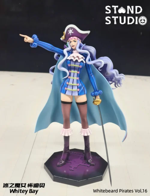 "Limited Edition One Piece Whitey Bay "Ice Witch" STAND Studio statue in a dynamic pose, showcasing her icy power and fierce determination."