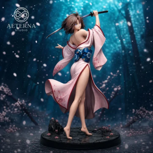 "Ryougi Shiki 1/6 Kara no Kyoukai resin statue. Dynamic katana pose, flowing kimono, and exclusive cold-tone variant ensures character-accurate."