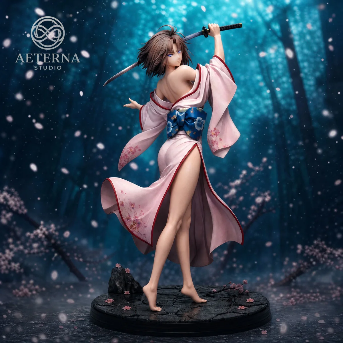 "Ryougi Shiki 1/6 Kara no Kyoukai resin statue. Dynamic katana pose, flowing kimono, and exclusive cold-tone variant ensures character-accurate."