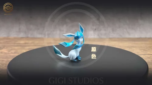 "Close-up of the GIGI Studio 1/20 Glaceon Pokemon statue, highlighting its exclusive multi-color variants and dynamic pose, capturing icy aesthetic."