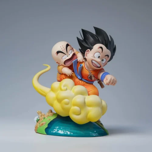 "Dynamic Dragon Ball Goku & Krillin desktop scale premium resin statue, showcasing their iconic childhood training. Limited edition collectible."