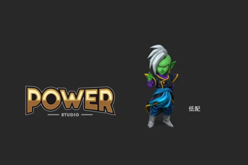 "Premium Zamasu Dragon Ball Figure with menacing dynamic pose, premium PU, intricate details, and swappable hands from multiple angles."