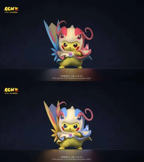 "Limited Edition Pikachu Milotic Cosplay Figure by ECHO Studio, showcasing a charming Pikachu in elegant Milotic form with dynamic water effects."
