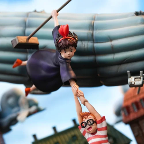 "A detailed, exquisite Kiki's Delivery Service 'Magic Recovery' city diorama resin statue, showcasing intricate sculpting and vibrant colors."