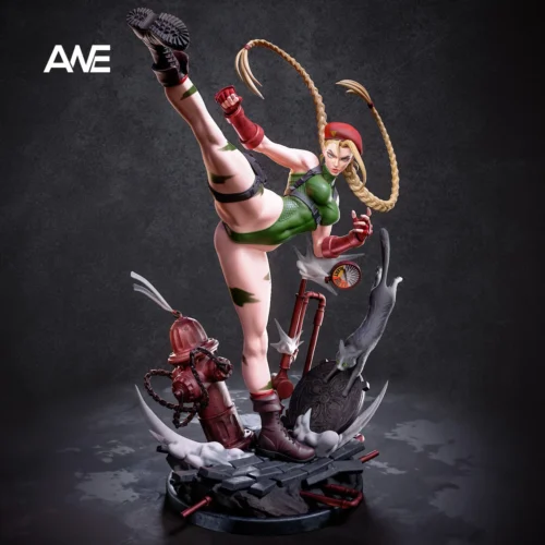 "Limited Edition Premium ANE Studio Street Fighter Cammy resin statue in a dynamic combat pose, highlighting her fierce energy and iconic design."