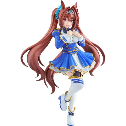 "Premium POP UP PARADE L Daiwa Scarlet figure, an L-size collectible from Uma Musume Pretty Derby, captured dynamically in her iconic racing uniform."
