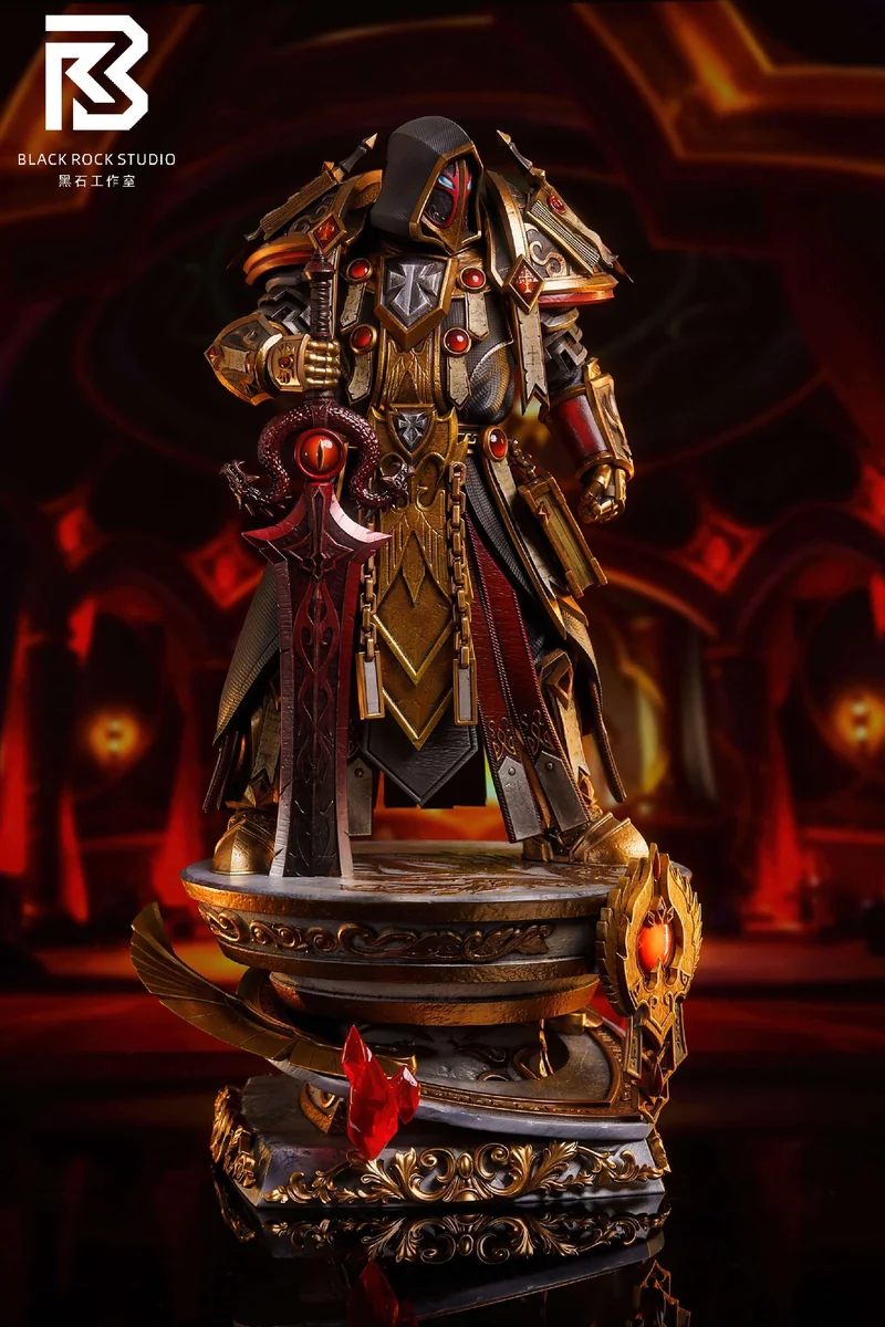 "Dynamic Blood Elf Paladin statue in iconic WoW T2 Judgement Armor, showcasing premium multi-material craftsmanship and intricate detail."