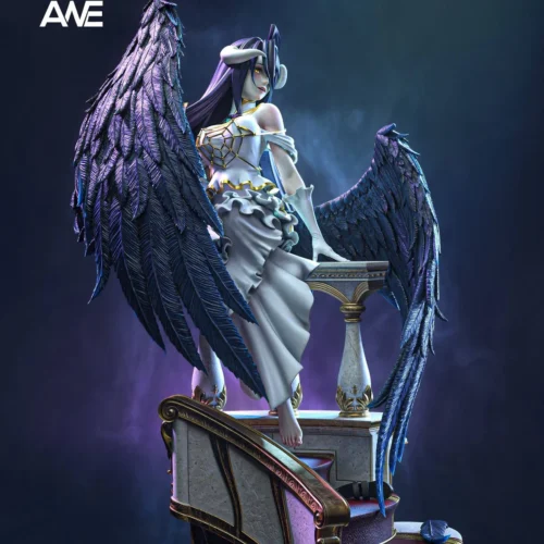 "Albedo Overlord ANE Studio premium resin statue. Multi-angle gallery views reveal intricate wings, gothic attire, and dynamic pose details."