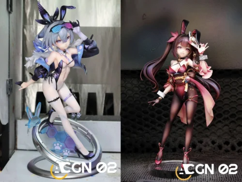 "Exquisite 1/7 Silver Wolf & Sparkle Honkai Star Rail bunny girl resin statue, an ultra-limited, meticulously detailed collectible figure capturing."