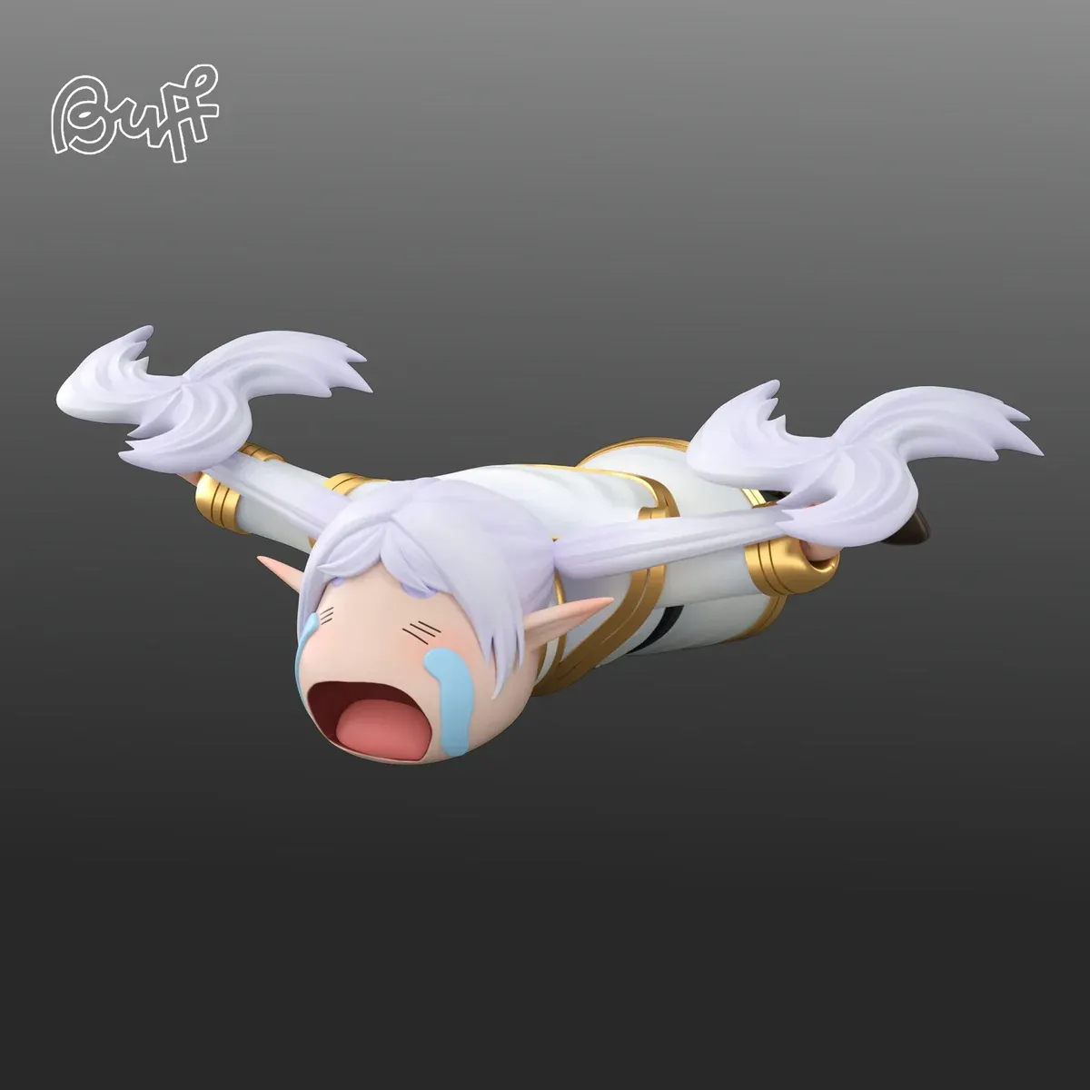 "Adorable Flying Fufu figure from Frieren: Beyond Journey's End, showcasing its whimsical design and versatility as a cute noodle stopper or fridge."