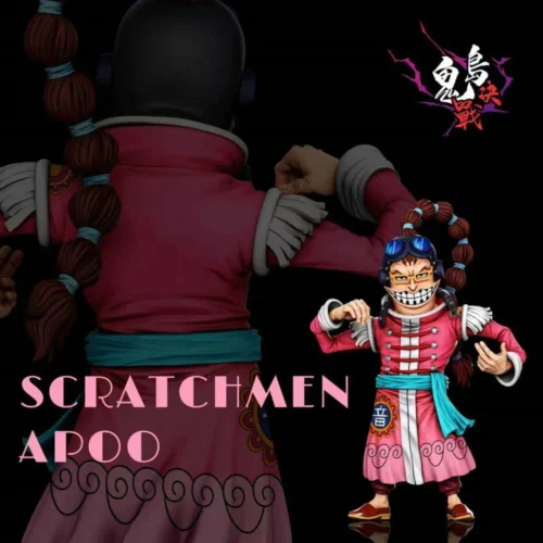 "Dynamic Scratchmen Apoo Wano One Piece figure, vibrantly capturing his playful musical chaos and unique battle stance as a prime collectible statue."
