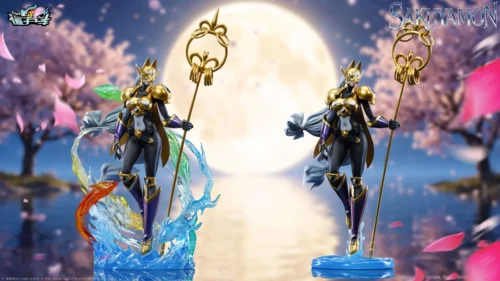 "Stunning Sakuyamon Digimon Tamers figure, capturing her dynamic pose with mystical Shikigami effects and spiritual fox guardians."