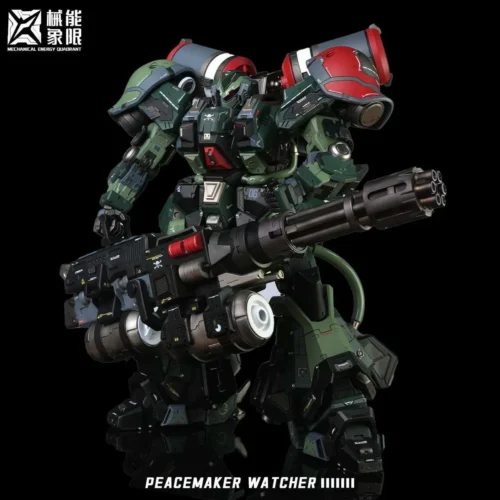 "Dynamic Cease-Fire Watcher Green original mecha resin statue. Premium, limited edition collectible showcasing intricate armor and vibrant green."