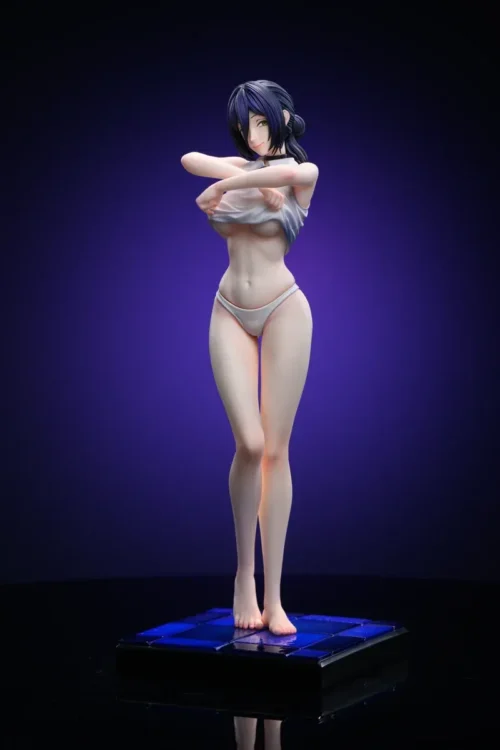 "Exclusive 1/6 Chainsaw Man Reze swimsuit resin statue from WAWA Studio, featuring her dynamic swimming pose with stunning fluid details."