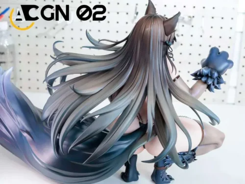 "Azur Lane Atago Full Moon Wolf 1/3.5 scale statue detail. Shows captivating pose, intricate costume, and premium finish. A highly limited edition."