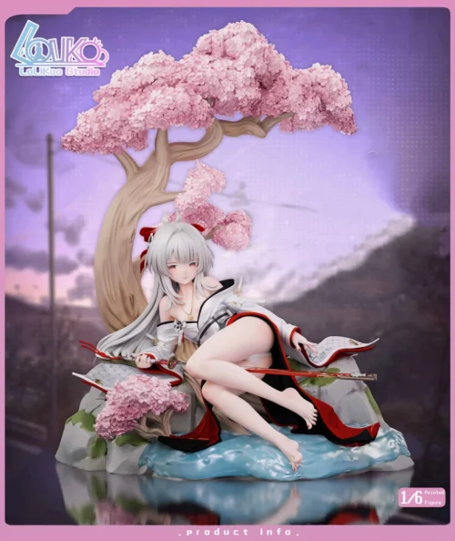 "Exquisite 1/6 Hisetsu Hime Wuthering Waves resin statue, showcasing dynamic fantasy elegance and intricate sculpt details from all angles."