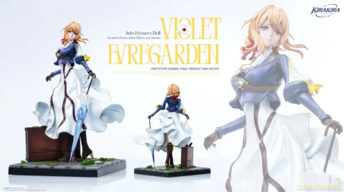 "Authentic Violet Evergarden 1/6 scale statue by KiraKira Studio. Limited Edition, exquisitely detailed with her elegant, melancholic pose."