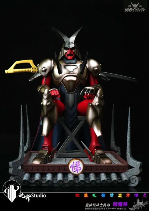 "Exclusive 1/6 scale Ronin Warriors Dark & Phantom Warlord resin statues. Multiple angles reveal dynamic poses, intricate armor, and premium sculpted."