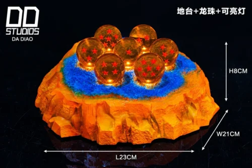 "Premium Dragon Ball Diorama featuring Shenron descending amidst glowing LED Dragon Balls on a dynamic, mystical display base."