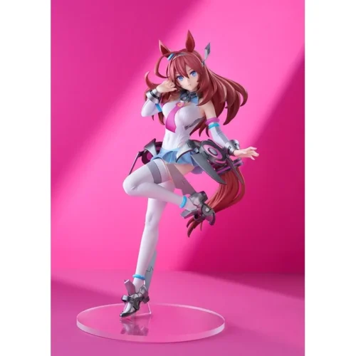 "Dynamic Mejiro Bourbon Uma Musume Pretty Derby figure by Good Smile Company, captured in her iconic racing uniform and powerful pose."