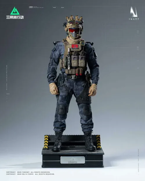 "Official 1/6 scale INART Studio Delta Action Vyron movable figure, showcasing a hyper-realistic tactical operator with detailed weaponry."