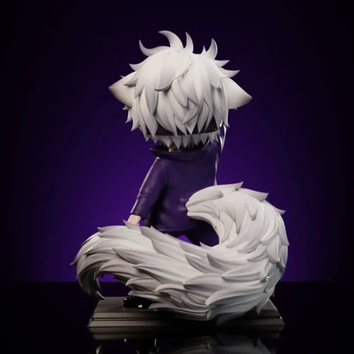 "Exclusive fan-made Satoru Gojo Cat Ver. Jujutsu Kaisen resin statue by Zhenghuo Studio, showcasing charming, playful sculpting."