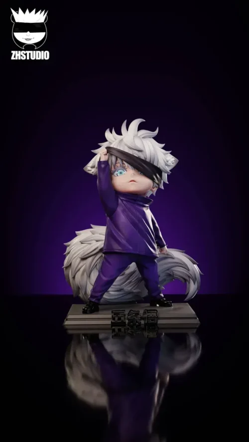 "Whimsical Satoru Gojo Cat resin figure, an exclusive fan-made Jujutsu Kaisen statue showcasing Gojo's charming feline transformation."