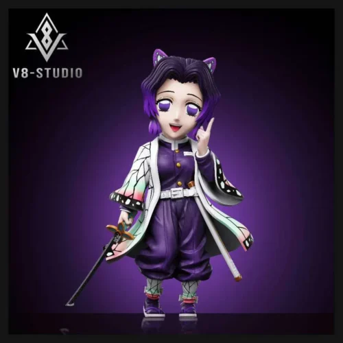 "Iconic WCF Shinobu Kocho statue from Demon Slayer by V8-STUDIO. Captures her dynamic pose, signature butterfly motif, and premium PU craftsmanship."