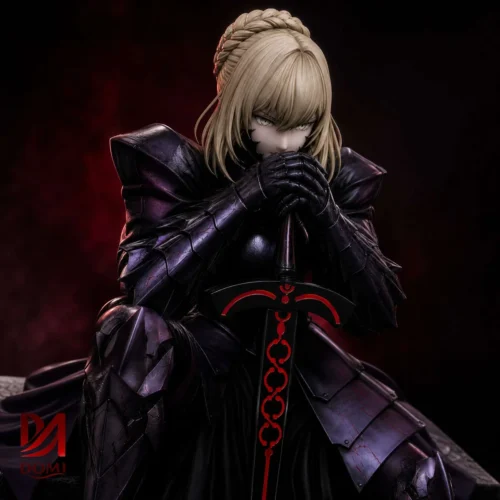 "Limited Edition 1/6 Saber Alter figure by Domi Studio. Dark Artoria corrupted knight resin statue's dynamic pose, intricate armor, and oppressive."