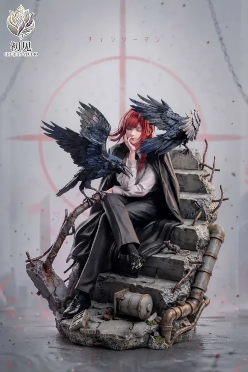 "Premium 1/6 & 1/4 Limited Edition Makima Chainsaw Man resin statue by Chujian Studio, showcasing her commanding presence on an intricate devilish base."