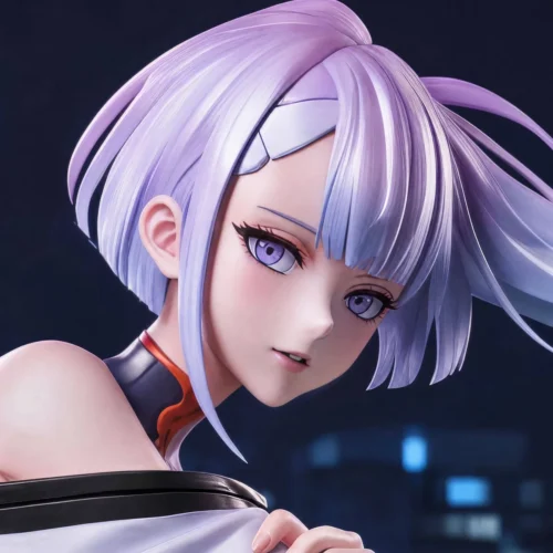 "Premium resin Cyberpunk Lucy Figure, Cyberpunk: Edgerunners. Intricate details and dynamic cyberpunk aesthetics revealed from multiple angles."