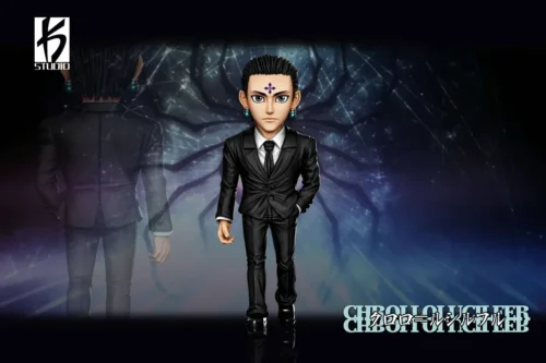 "Premium WCF Chrollo Lucilfer Hunter x Hunter figure in a sharp dark suit, captured in an iconic dynamic pose, showcasing KS Studio's detailed."