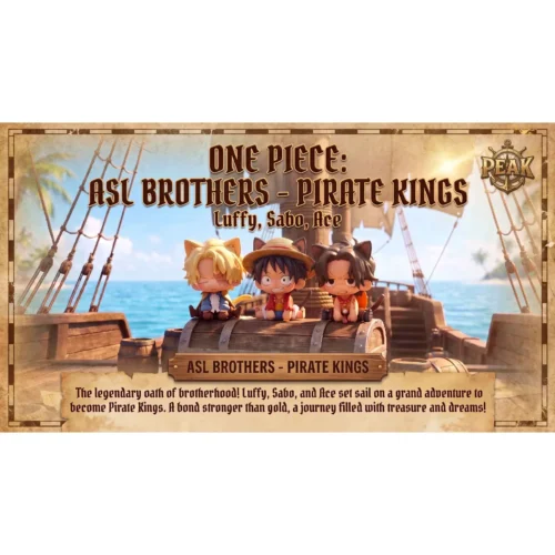 "Captivating exclusive limited edition One Piece ASL Brothers Luffy, Ace, Sabo cat-ear chibi figures set."