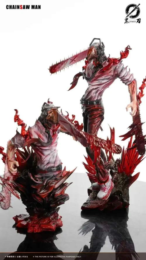 "Dynamic Denji 1/6 Chainsaw Man resin statue by Black Knife Studio, showcasing vivid translucent effects in an action pose."