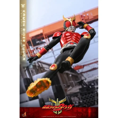 "Detailed view of the 1/6 Kamen Rider Kuuga statue from multiple angles, emphasizing its articulated design, intricate sculpting, and vibrant LED."
