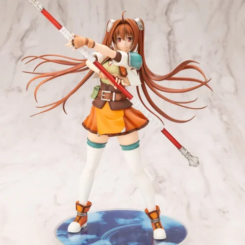 "Estelle Bright Kotobukiya statue from Trails in the Sky, captured in a vibrant, dynamic pose showcasing her energetic and adventurous spirit."