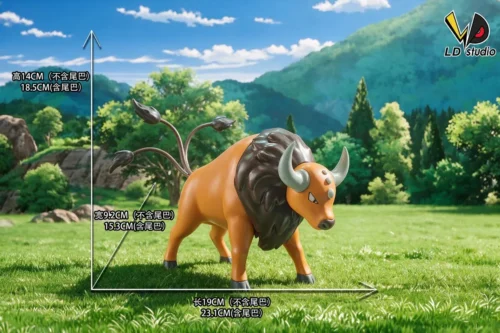 "Limited Edition 1/10 Tauros Pokémon Resin Statue. Dynamic charging pose, intricate details, and rugged base from multiple angles."