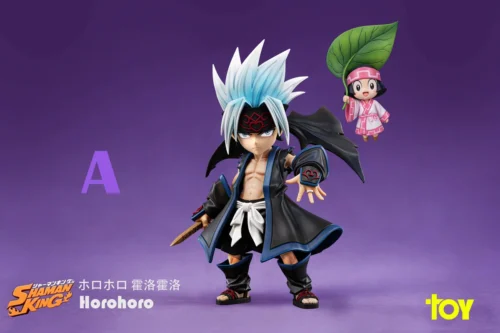 "Limited Edition WCF Shaman King Horohoro statue by TOY Studio, showcasing dynamic sculpting and vibrant ice spirit details from various angles."