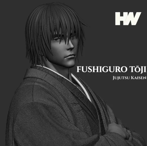 "Detailed multi-angle views of the premium 1/6 scale Toji Fushiguro Jujutsu Kaisen resin statue, capturing his raw power."