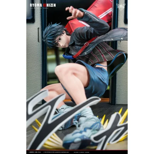 "Multiple angles of the 1/6 Ryoma Echizen Firefly Studio statue, showcasing dynamic tennis action and fierce determination."
