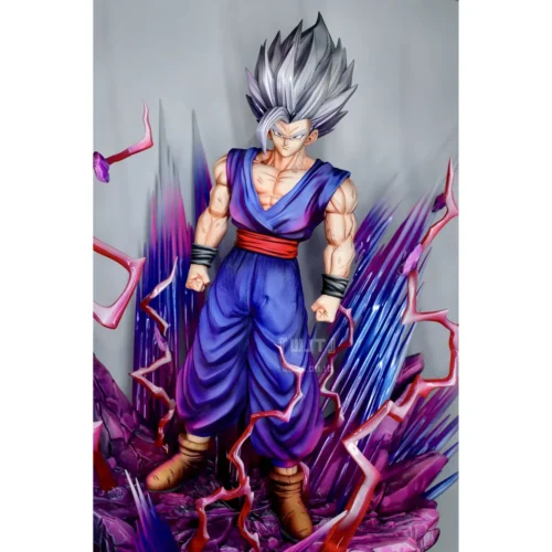 "Detailed views of the WJT.Studio 1/6 Beast Gohan resin statue highlighting its dynamic pose, intricate sculpt, and deluxe accessories."