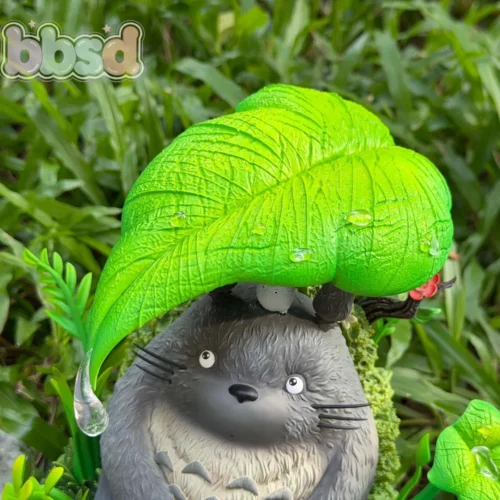 "Limited edition BBSD Studio Totoro Rain Diorama, revealing whimsical forest details, artistic craftsmanship, all angles."