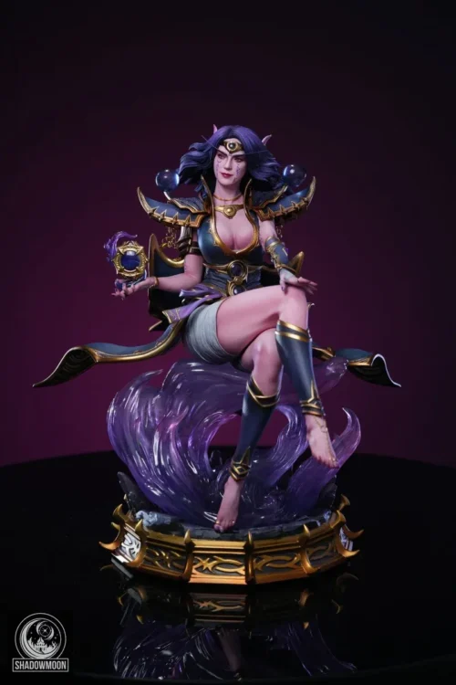 "Limited Edition World of Warcraft Xal'atath 1/4 scale statue, a premium dark fantasy collectible featuring intricate armor, a menacing pose."