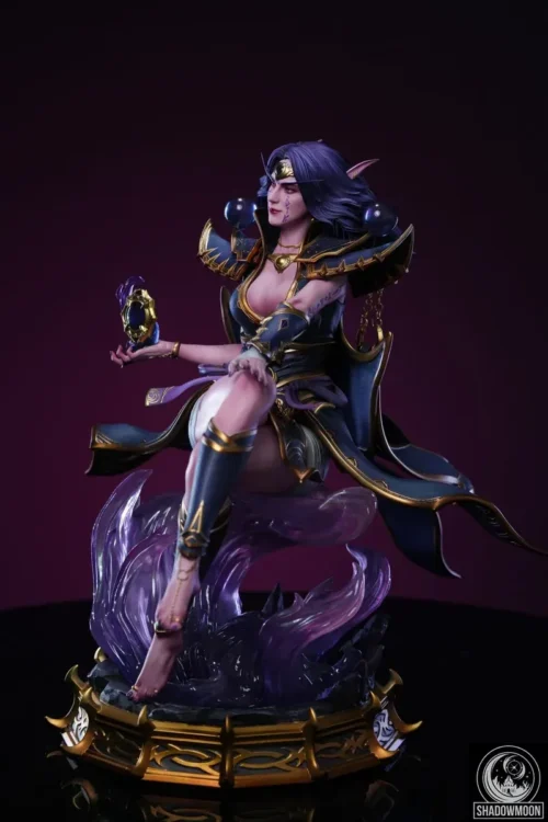"Dynamic gallery view of the premium limited edition 1/4 Xal'atath World of Warcraft statue, showcasing intricate dark fantasy armor and her menacing."