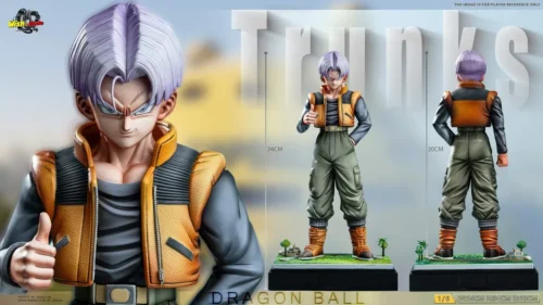 "Limited edition 1/6 Dragon Ball Trunks resin statue. Premium sculpting highlights his iconic cool style from various angles."